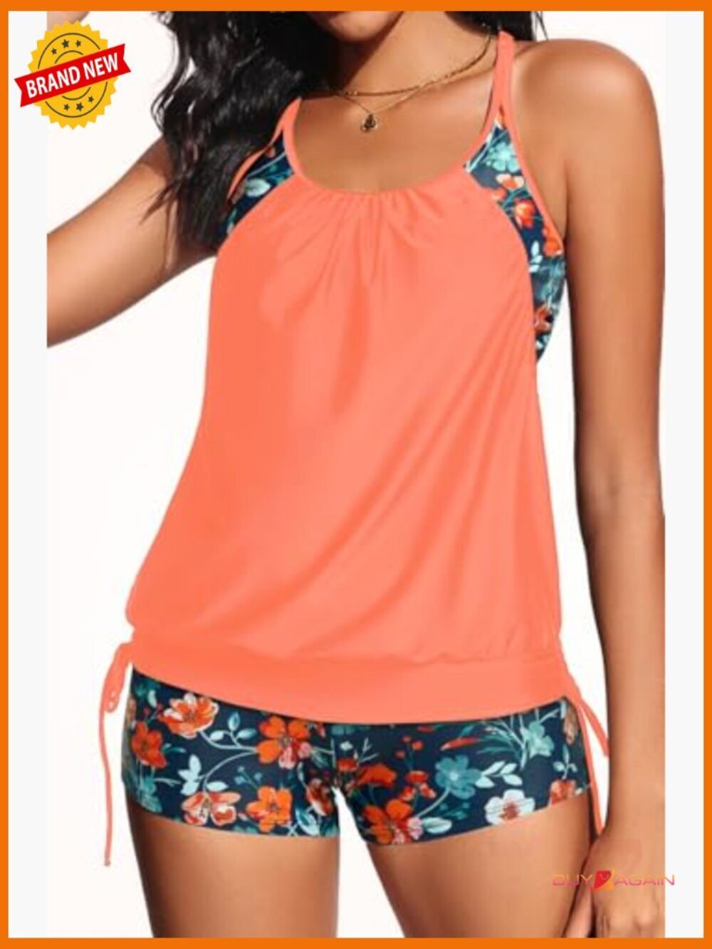 Tankini Swimsuits for Women - 2 Piece Tummy Control with Shorts Modest - Picture 3 of 7